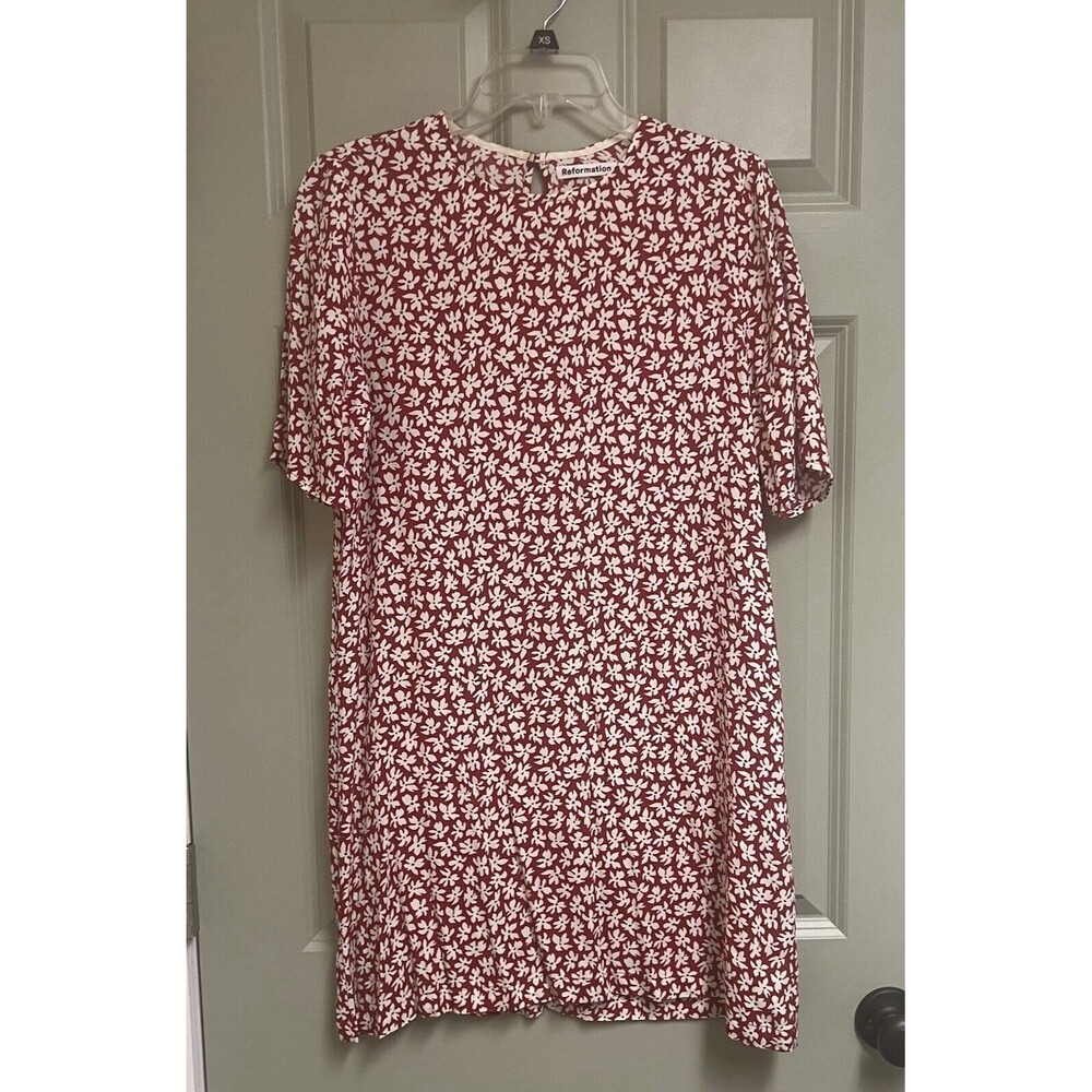 Reformation Red and White Floral Mini Dress